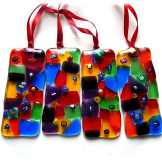 Rainbow lightcatcher fused glass patchworrk decoration christmas