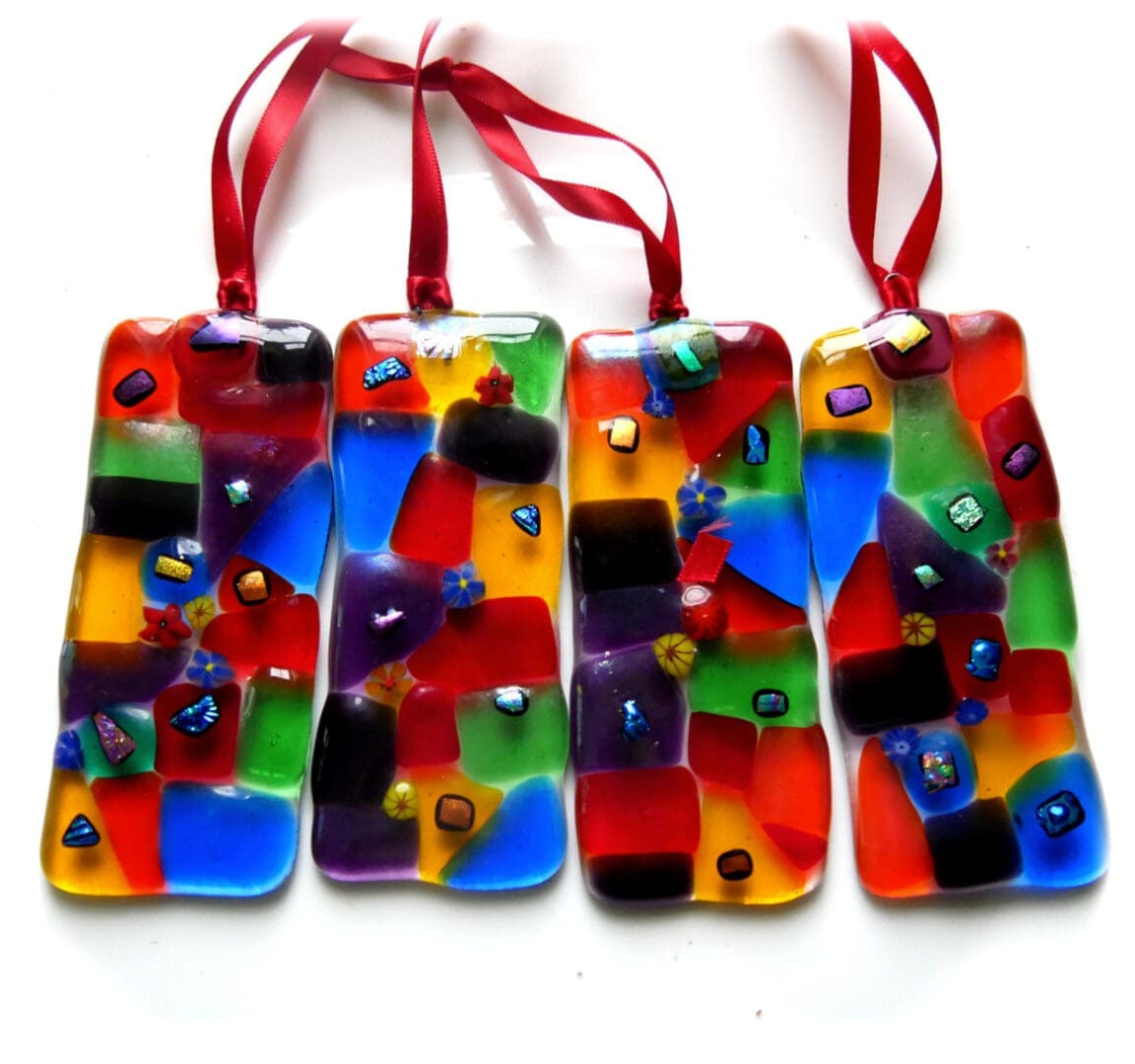 Rainbow lightcatcher fused glass patchworrk decoration christmas