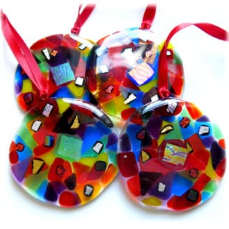 Rainbow Swirl lightcatcher fused glass decoration rainbow