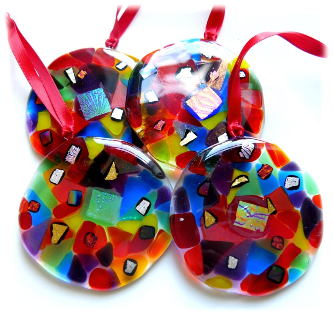 Rainbow Swirl lightcatcher fused glass decoration rainbow