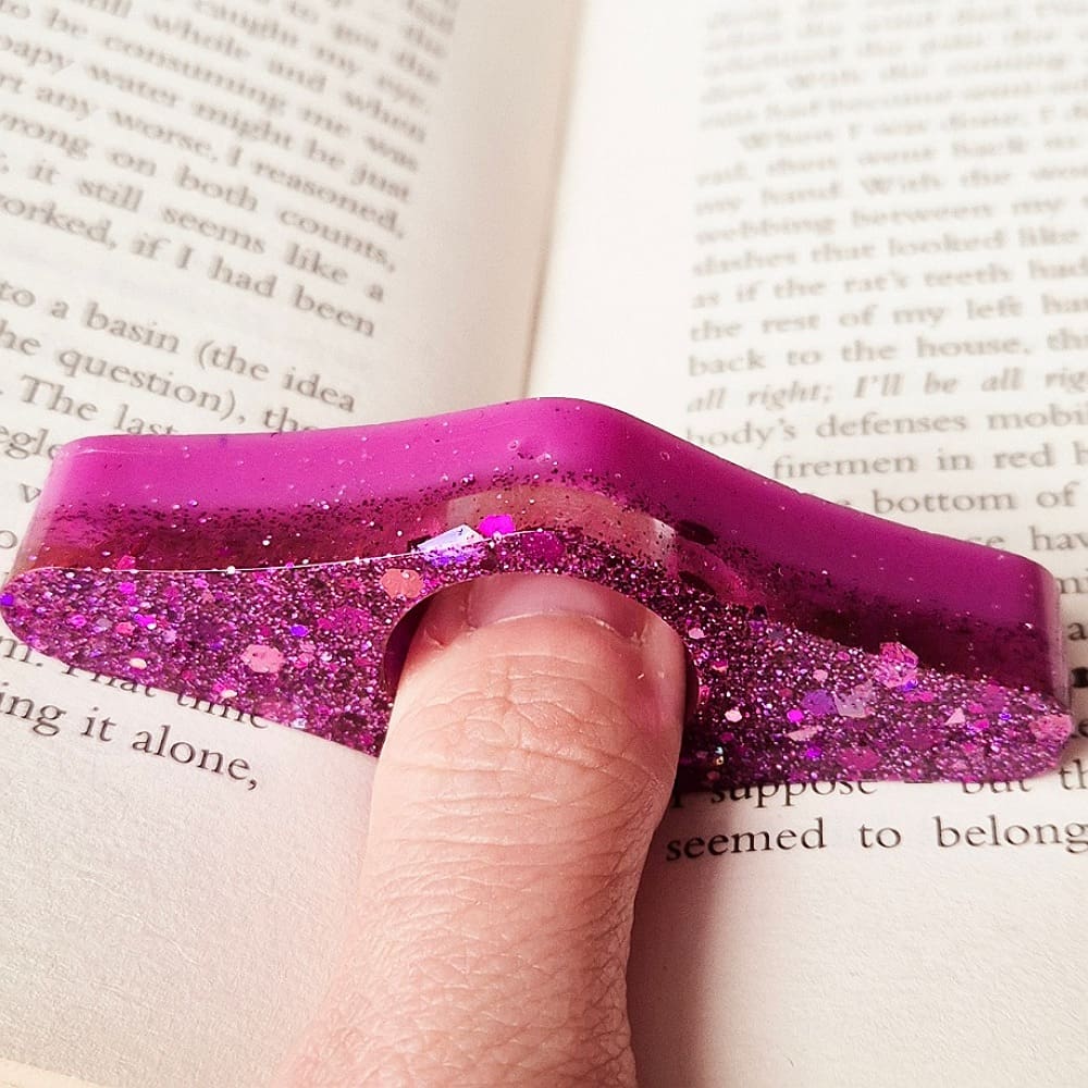 Resin page holder - dark purple glitter