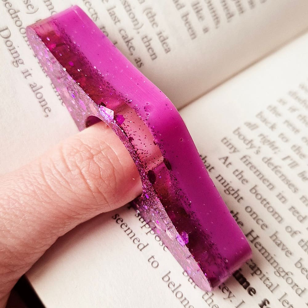 Resin page holder - dark purple glitter