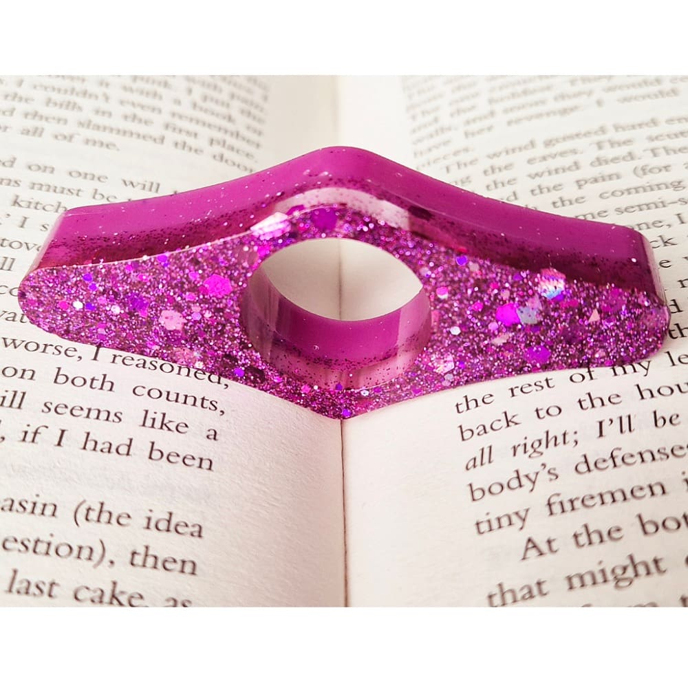 Resin page holder - dark purple glitter