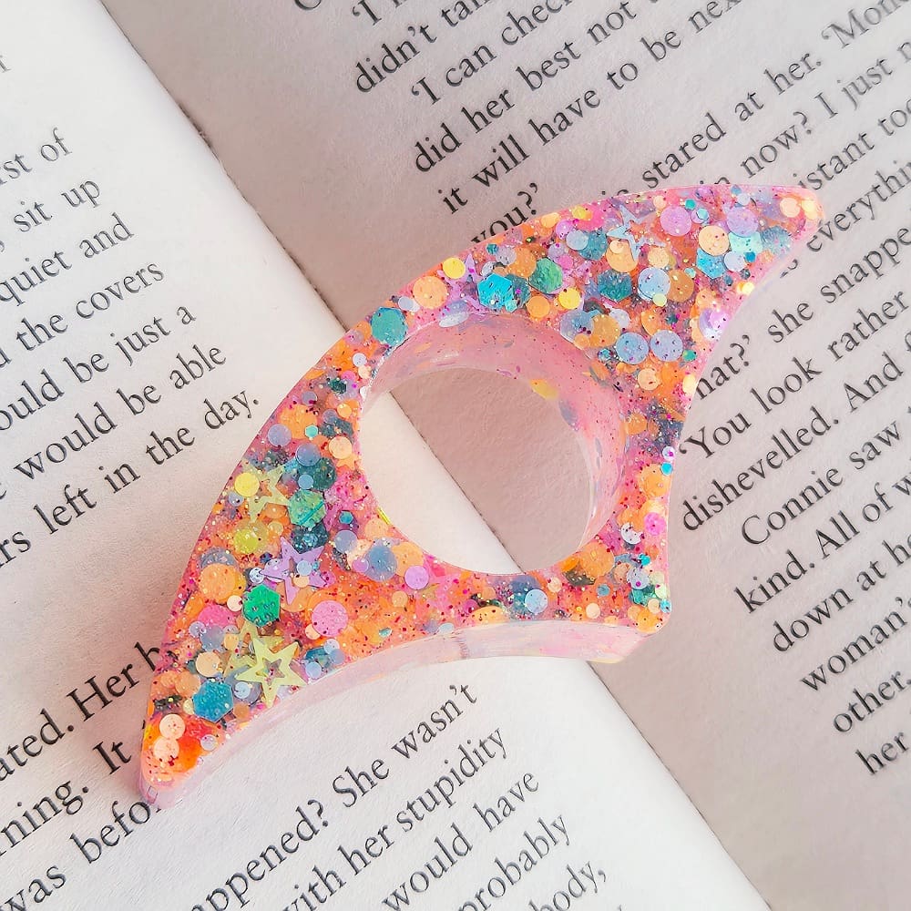 Resin page holder - thumb holder confetti glitter