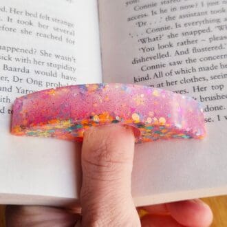 Resin page holder - thumb holder confetti glitter