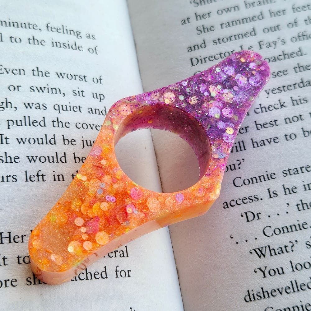 Resin page holder - thumb holder orange purple