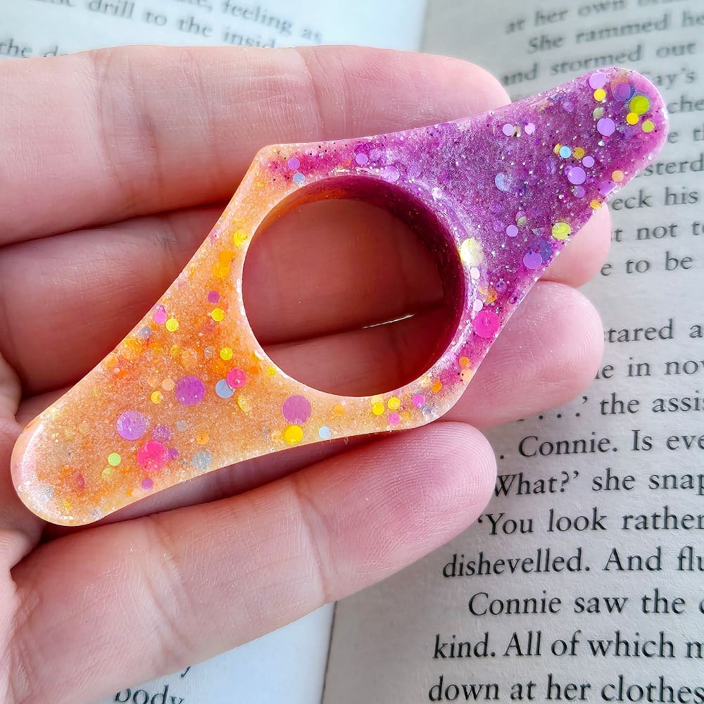 Resin page holder - thumb holder orange purple