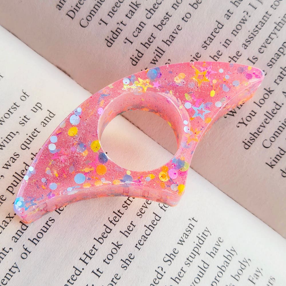 Resin page holder - thumb holder confetti glitter