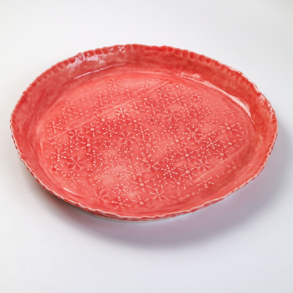 Handmade Ceramic Dish in rosey red glaze