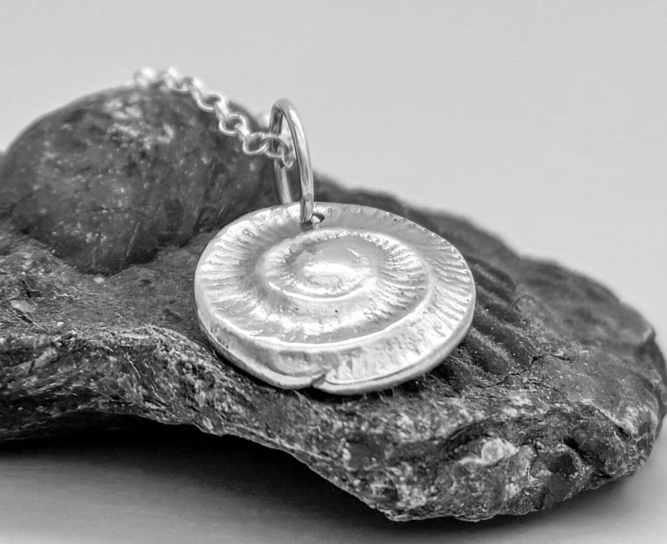 silver ammonite pendant