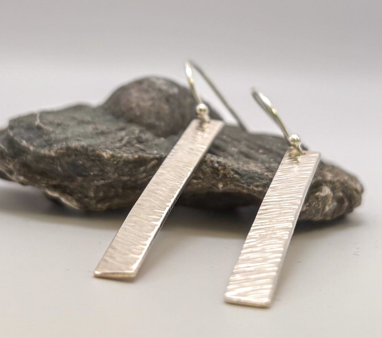 silver bar earrings