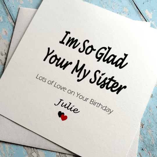 a lovely personalised sister card