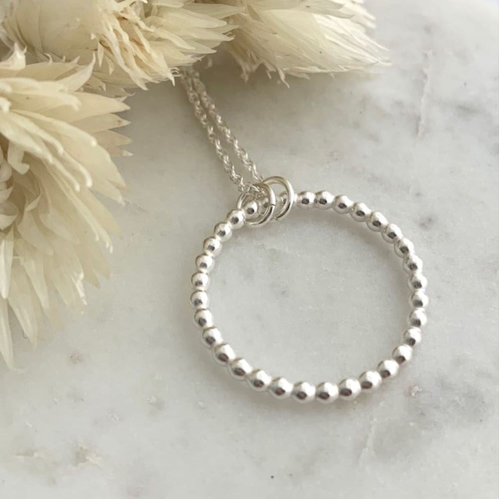 Sterling Silver Circle Beaded Pendant