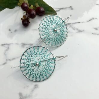 Sterling silver and turquoise round drop earrings