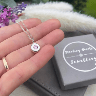 pink cubic zirconia pebble necklace