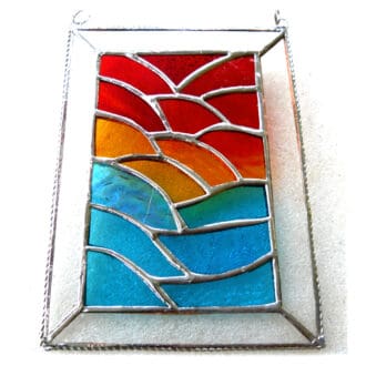 sunset ripples stained glass suncatcher