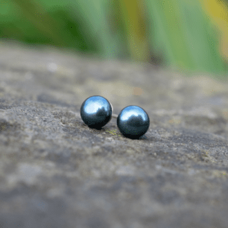 blue freshwater pearl stud earrings