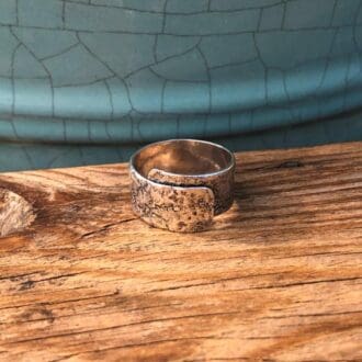 Textured-recycled-silver-wrap-ring-front-view