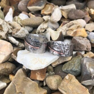 Textured-Silver-&-Copper-Wrap-Rock-Rings