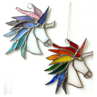 unicorn stained glass suncatcher handmade rainbow pastel