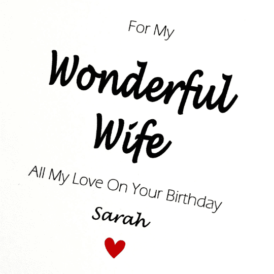 wife birthday card with personalised name