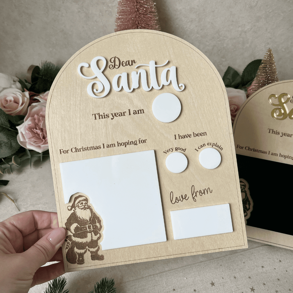 wooden Santa letter board dry wipe