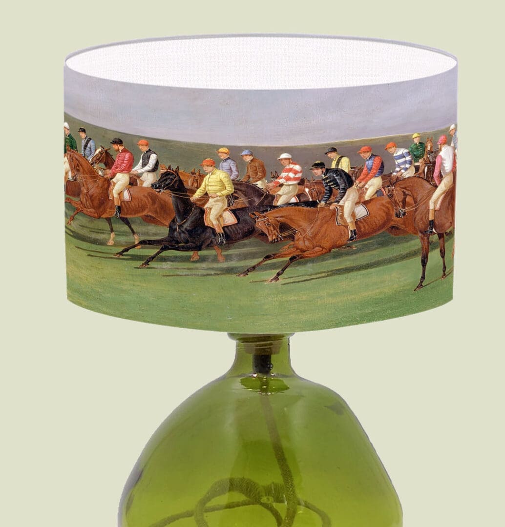 vintage lampshade horse racing antique print lightshade