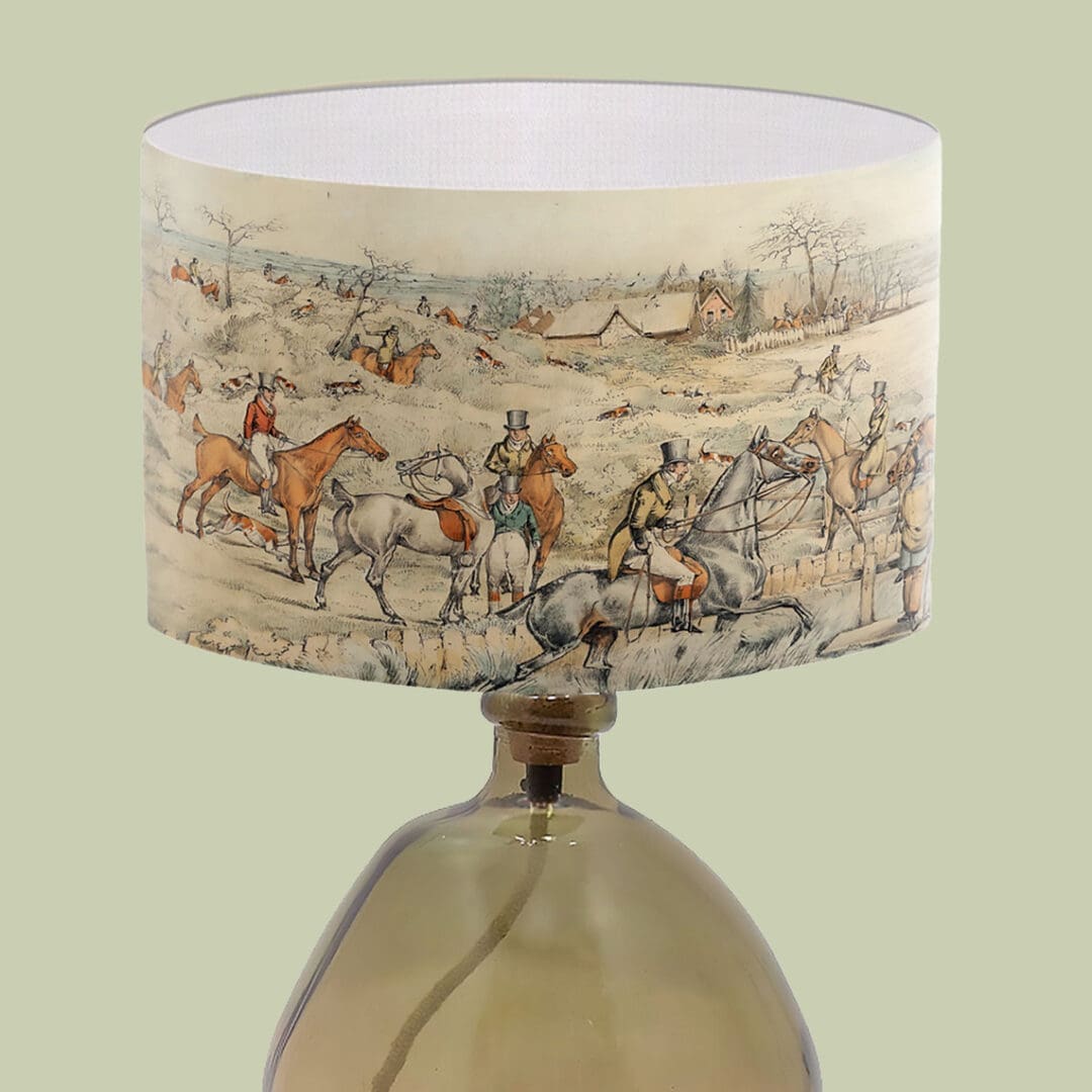 horse and hound hunting scene lampshade period vintage print lightshade