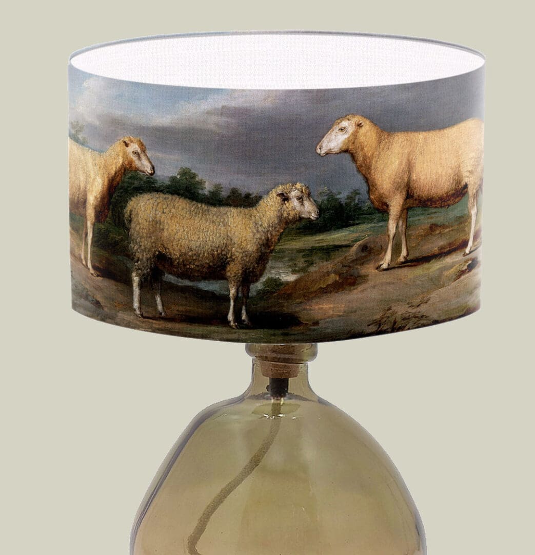 sheep period print lampshade antique old masters print lightshade designer interior lights