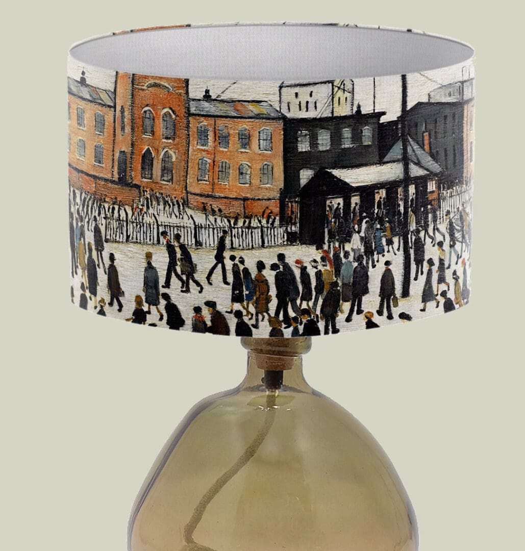 lowry print manchester artist lowry lampshade period print modern trendy lighting lightshade