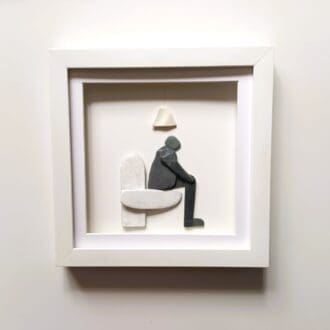 pebble art man on the loo bathroom wall art