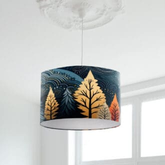 colourful lampshade blue navy gold lightshade for ceiling light and table standard lampshde