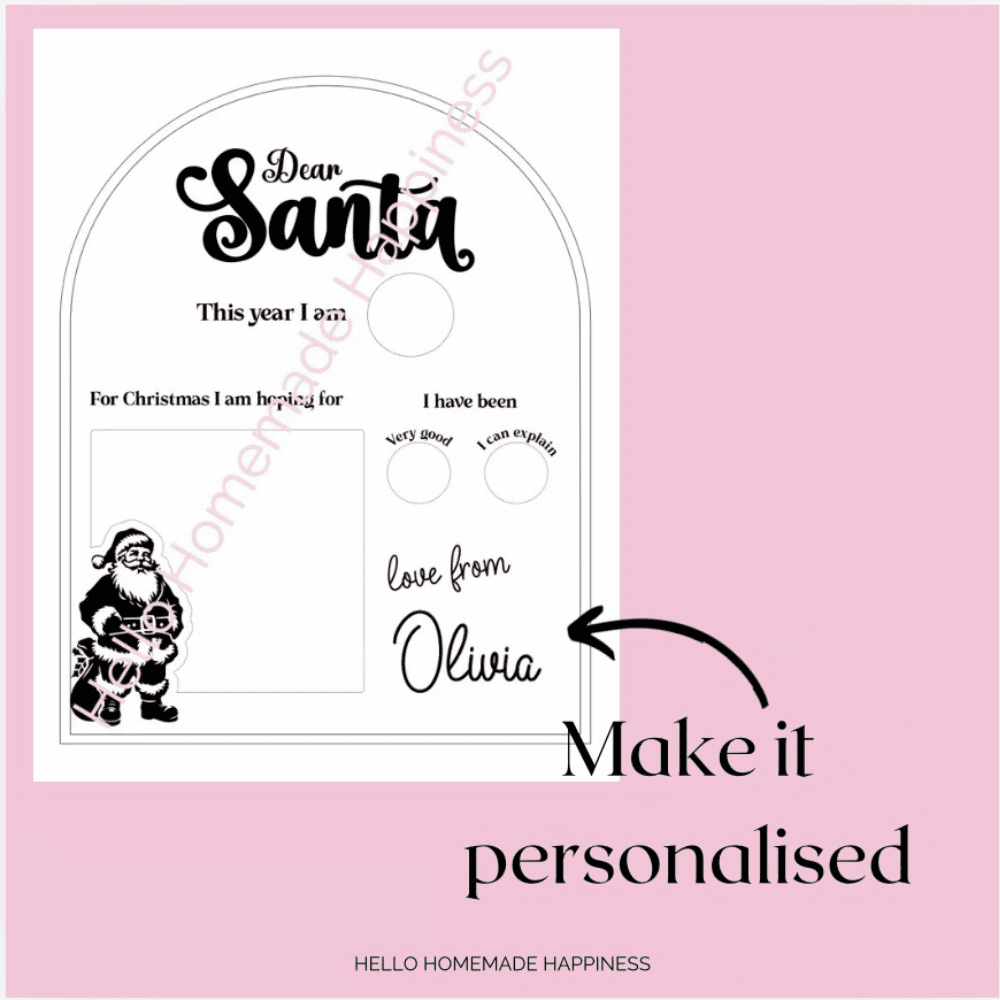 personalised Christmas wish list whiteboard for kids