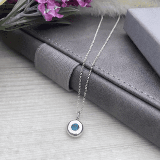 sterling silver london blue topaz pebble necklace