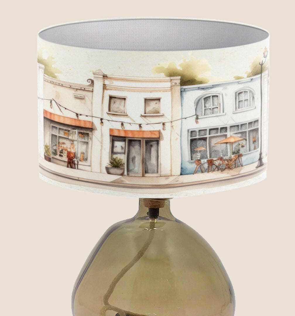 cafe shops and houses illustration lightshade for table lampshade standard lampshade