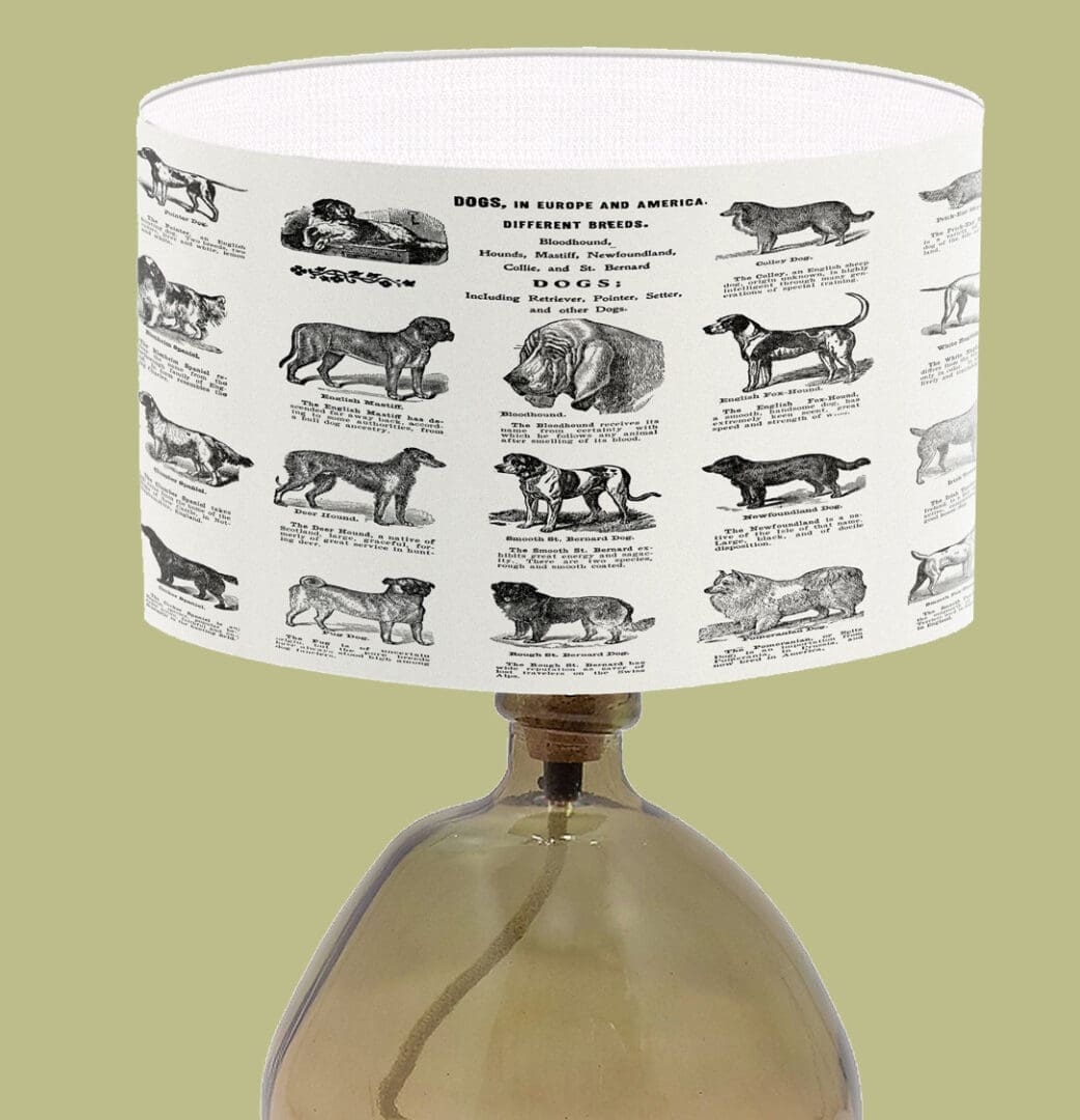 dog breed illustration lampshade vintage print lightshade for table lamp and ceiling lights