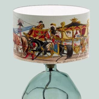 lampshade royal coronation carriage print period antique print lightshade