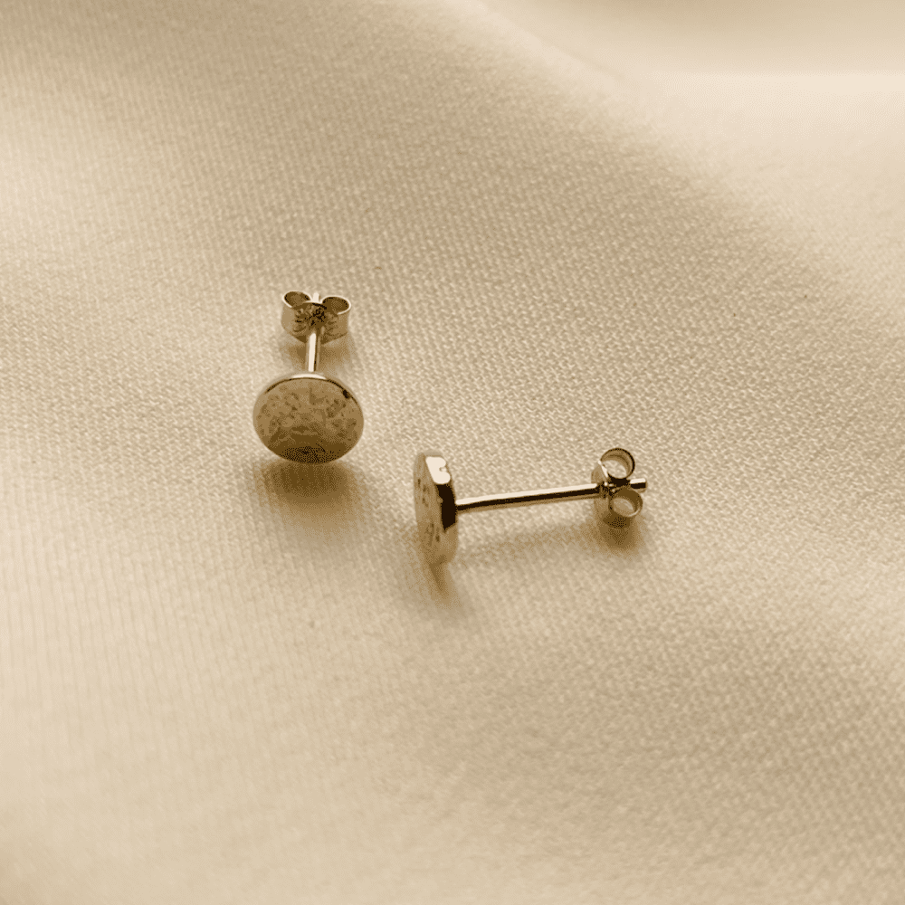 Tiny 9ct gold hammered stud earrings