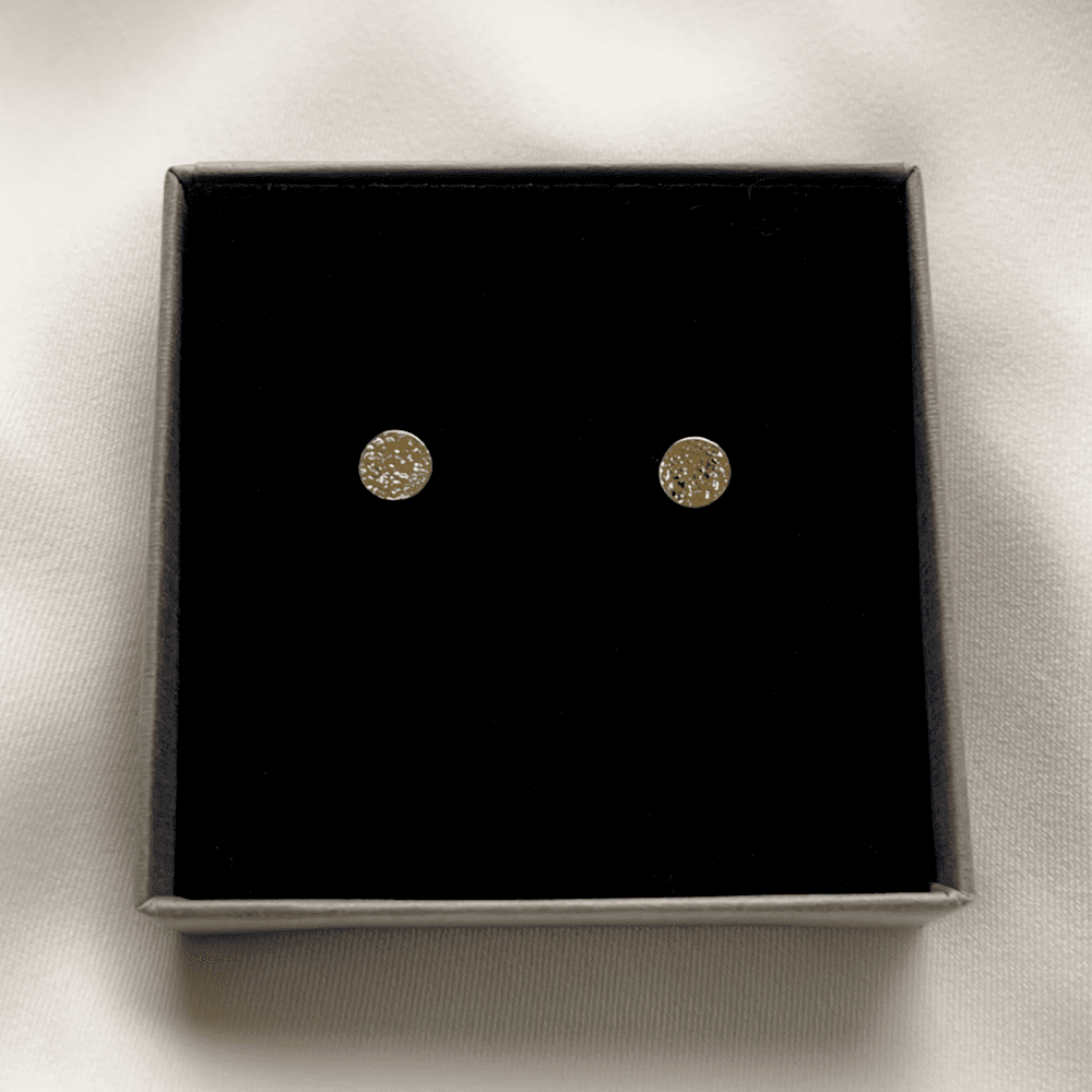 9ct gold hammered stud earrings