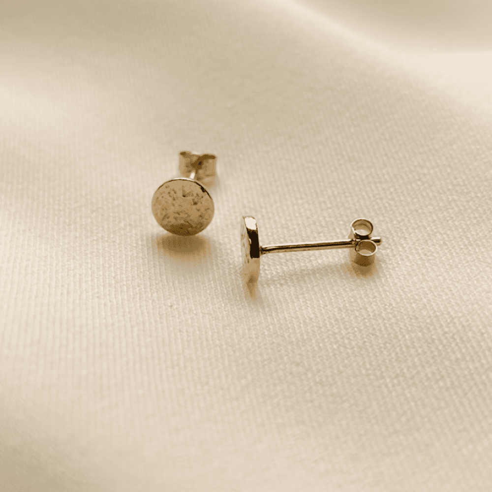 9ct gold hammered stud earrings