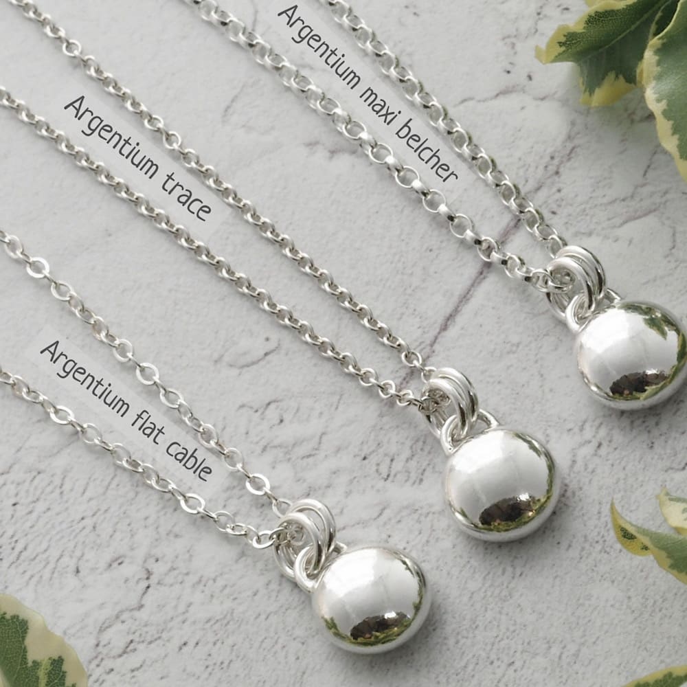 Argentium Silver Chain choices available for Argentium silver pebble pendants.