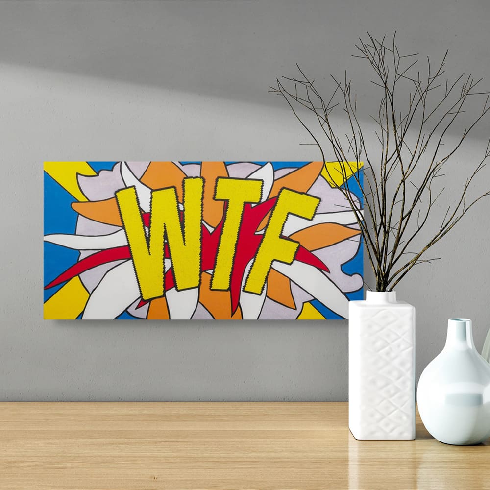 Canvas print WTF pop art in situ