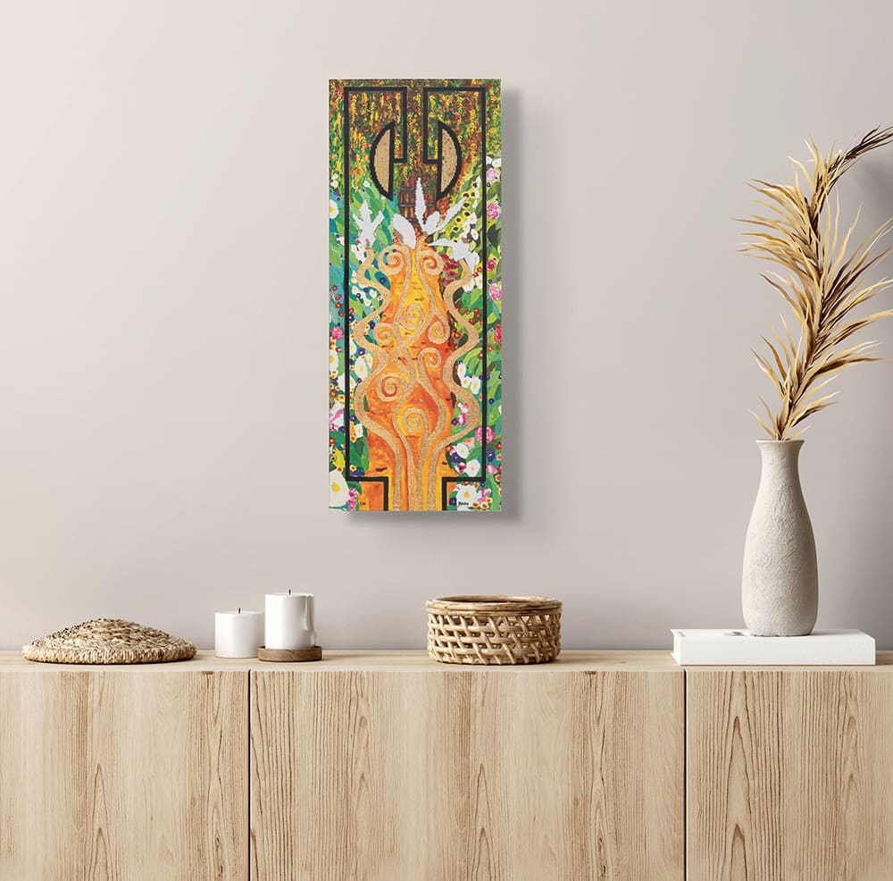 Canvas print summer bloom art nouveau floral in situ