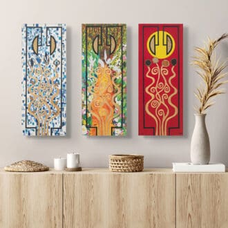 Canvas print triptych art nouveau in situ