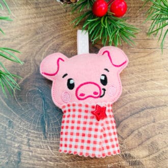 Christmas Pig In Blanket Hanging Decoration closeup b