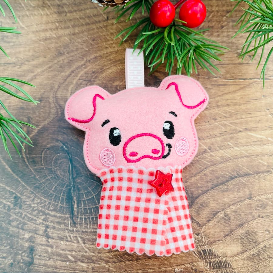 Christmas Pig In Blanket Hanging Decoration closeup b