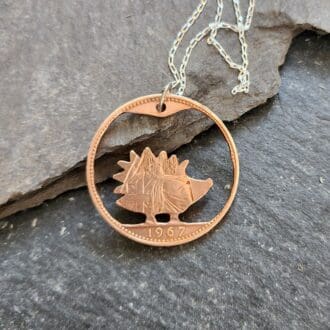 hedgehog penny coin pendant