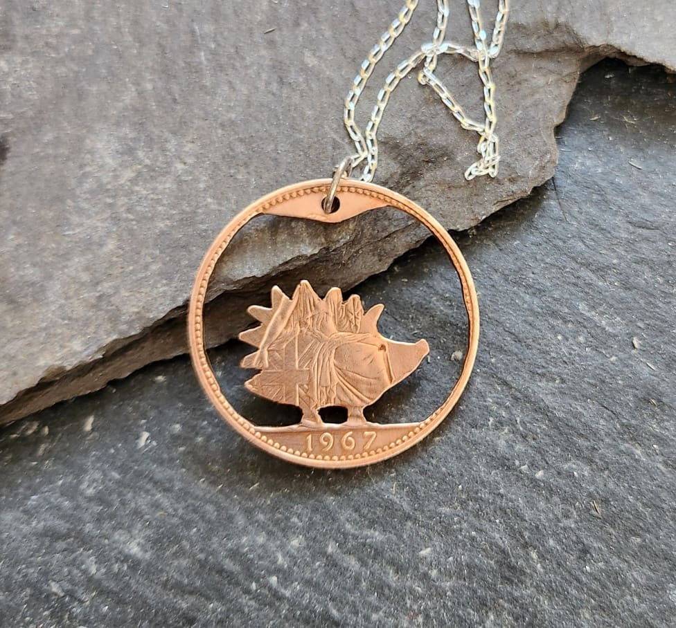 hedgehog penny coin pendant