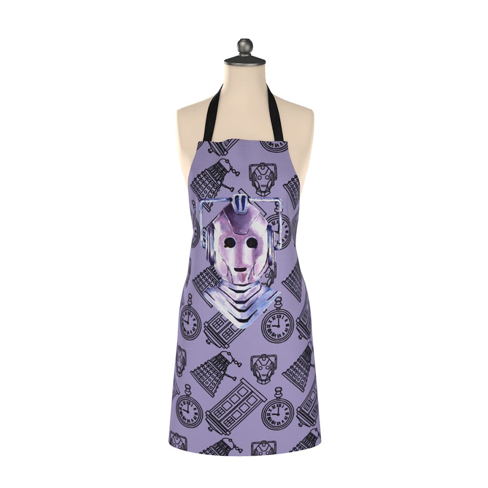 Cyberman inspired adult cotton apron on lilac design