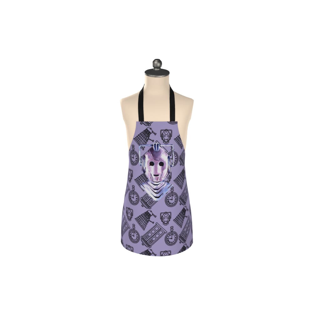 Cyberman inspired kids cotton apron on lilac design